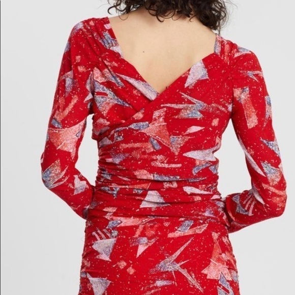 IRO Dress NWT Adecruz Red Long Sleeve Silk Mini Dress New Size 34 2 - Picture 4 of 10